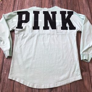 PINK Victorias Secret Medium Shirt Mint Sprit Jersey Long Sleeve Tee